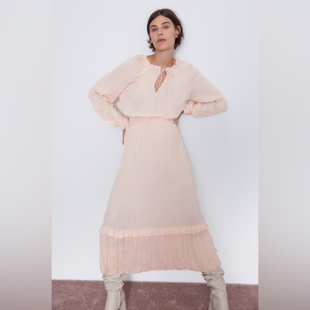 ZARA Pleated Voluminous Dress. Size - L - Picture 6 of 11